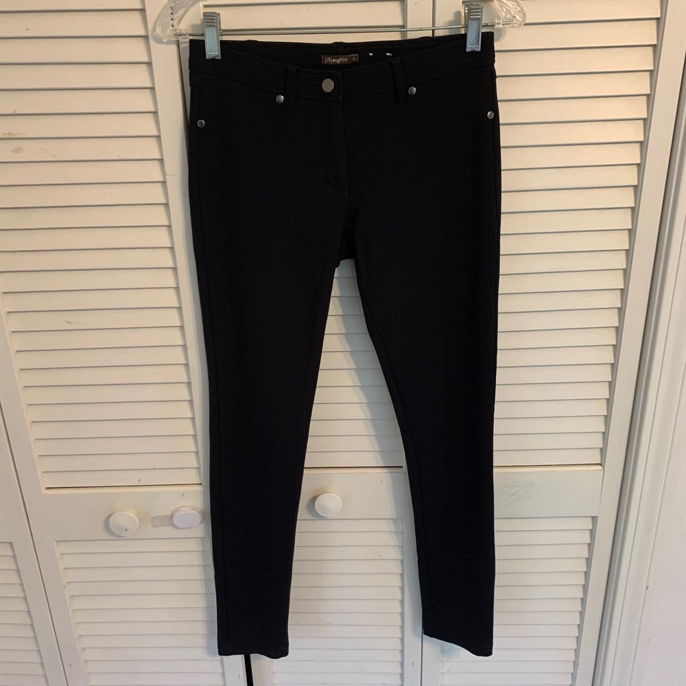 J.McLaughlin Ponte Skinny Pants Stretch Slim Trousers Women 0 Black 28.5" Inseam